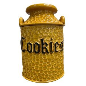 Vintage‎ Lefton Ceramic Cookie Jar Cookies Honey Gold Honeycomb Milk Jug Shape